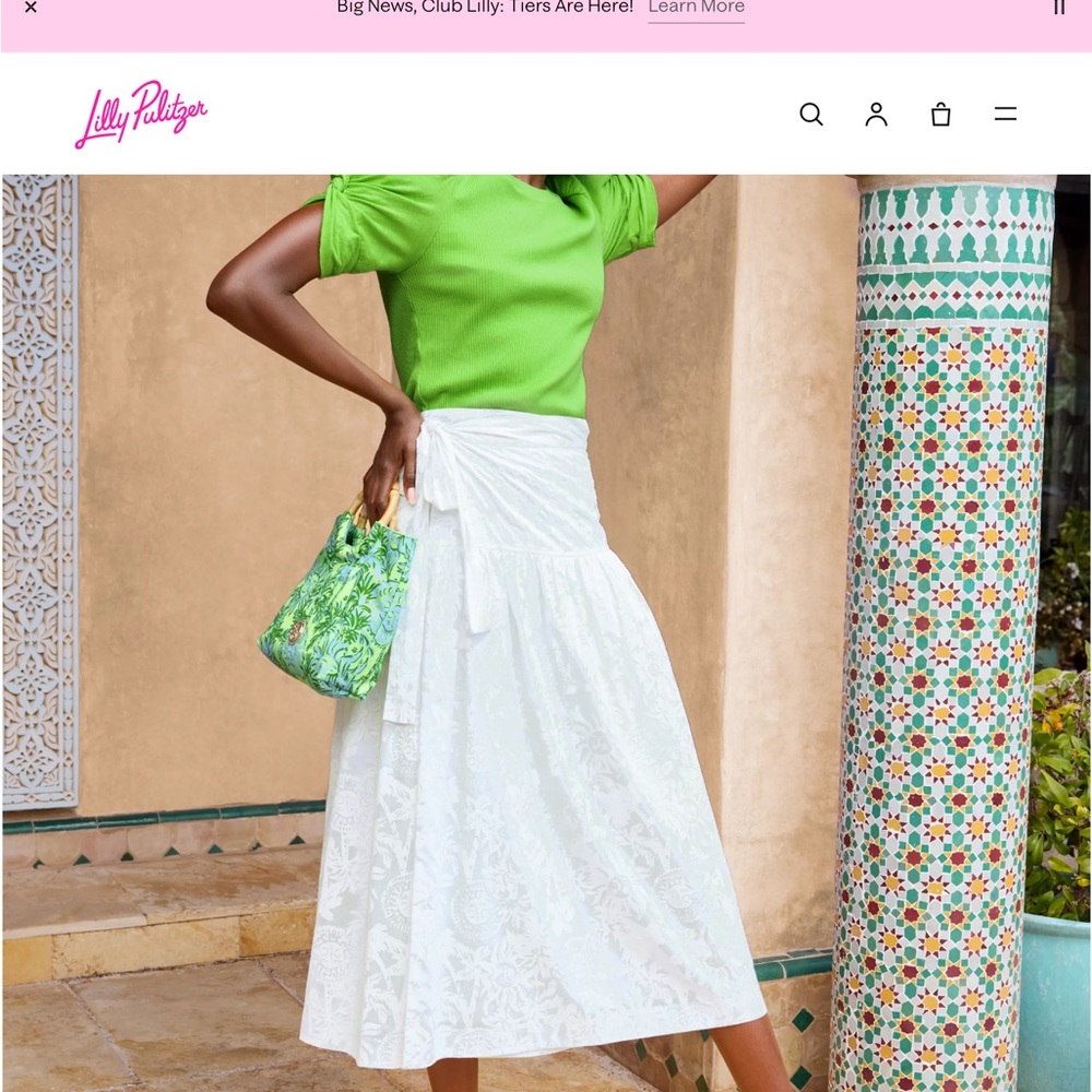 Lilly Pulitzer Corina White Cotton Wrap Skirt